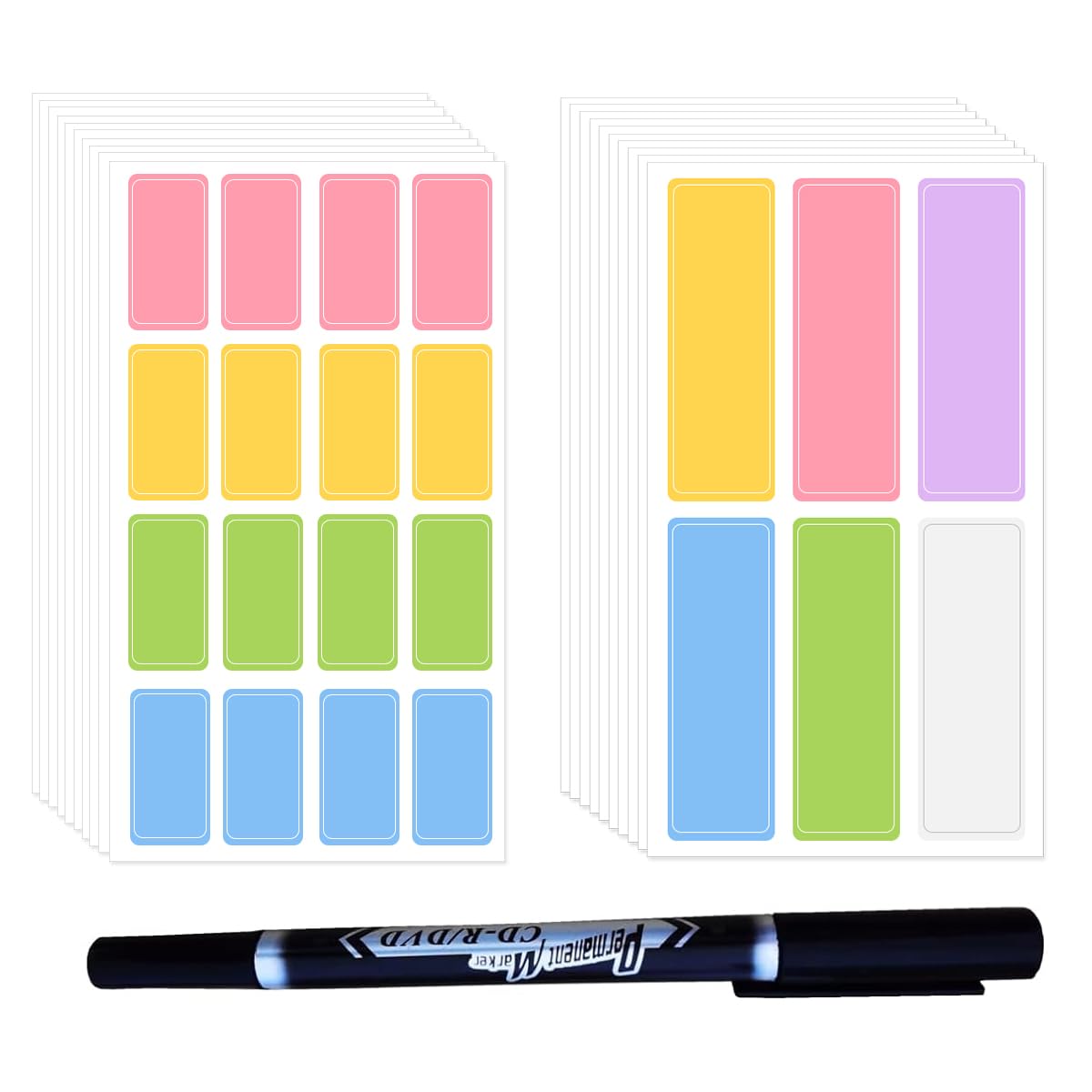 HASTHIP® 220Pcs Colorful Waterproof Label Stickers with Marker Pen, Multi-Size, Adhesive Name Label Stickers for Baby Kids School Supplies, Water Bottles, Home Storage Spice Bottles HASTHIP® 220Pcs Colorful Waterproof Label Stickers with Marker Pen, Multi-Size, Adhesive Name Label Stickers for Baby Kids School Supplies, Water Bottles, Home Storage Spice Bottles